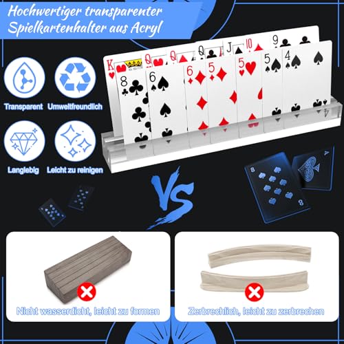 SelfTek Kartenhalter Kinder, 2 Stück UNO Card Holder Spielkartenhalter aus Acrylic, Kartenständer Sch warzer Pe ter Kartenspiel Zubehör für Senioren Erwachsene und Kinder ab 3 Jahren