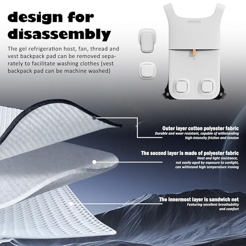 Air-Conditioned Cooling Vest,Cool Vest,Air Conditioned Jacket,Condensing Gel and Semiconductor Refrigeration,Cooling Devices for Hot Weather, Out Work/Travel/Outdoor/Sport(No Power Bank)4