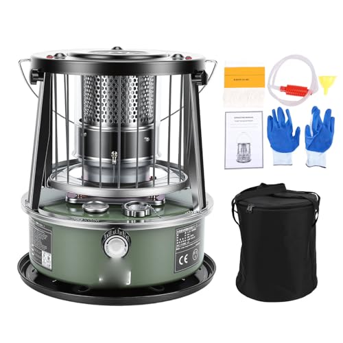 SASKATE Portable Kerosene Heater, 5.2L Tank Adjustable Height 2.6KW Heating Power with Safety Net, for Camping Garage Home Emergency Use