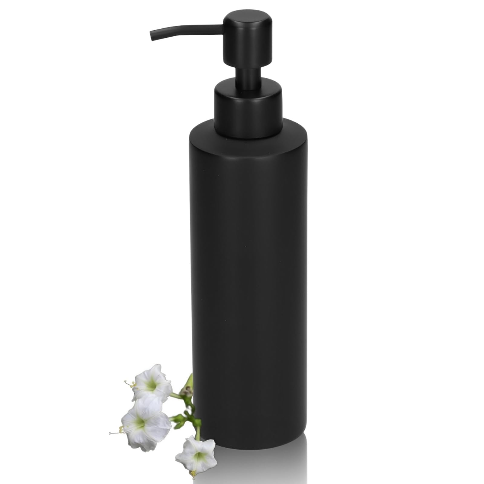 HERCHR Bathroom Soap Dispenser 350ml, Matte Black Hand Lotion Dispenser Hand Metal Pump Lotion Bottle Refillable Liquid Soap Dispenser for Bathroom, Bedroom and Kitchen