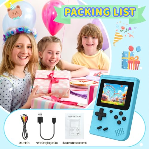 Image of Portable Video Game Console Built-in 400 Video Games, Plug and Play Retro Handheld Emulator with 3.0 Inch Screen, Mini Travel Retro Gaming Consle, Lake Blue