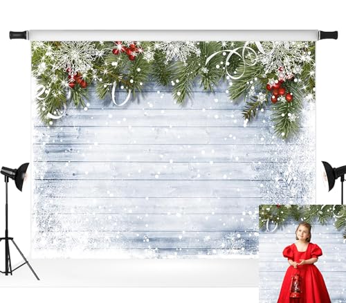Kate 7x5ft Christmas Photography Backdrops for Photographers Wood Wall Backdrop White Snow Photo Background