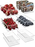 Sorbus Plastic Storage Bins Stackable Clear Pantry Organizer Box Bin Containers for Organizing Kitchen Fridge, Food, Snack Pantry Cabinet, Fruit, Vegetables, (Wide - Pack of 6)