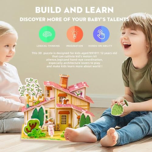 Image of Big Style 3-Story Princess Dollhouse with Slide & Furniture | Luxury Pink Castle Doll House Toy for Girls | DIY Pretend Play Villa Playset Birthday Gift for Kids (Doll House 11)