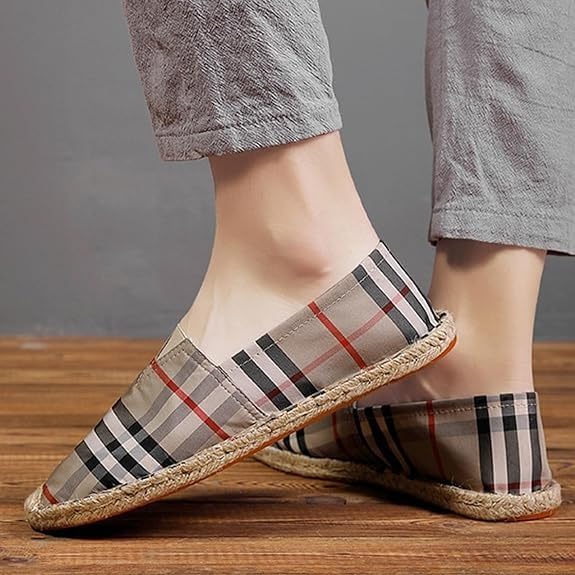 TAYGUM Casual Canvas Shoes for Men, 2025 Summer Comfortable Canvas Slip On Shoes Classical Handmade Soft Loafers(3,7)4