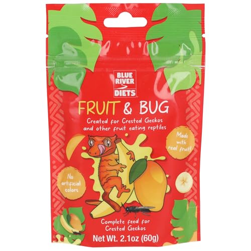 Blue River Diets Complete Crested Gecko Food | All Natural Gecko Food Made in the UK | Black Soldier Fly Larvae & Bee Pollen | Low Fat | 60g | Fruit and Bug