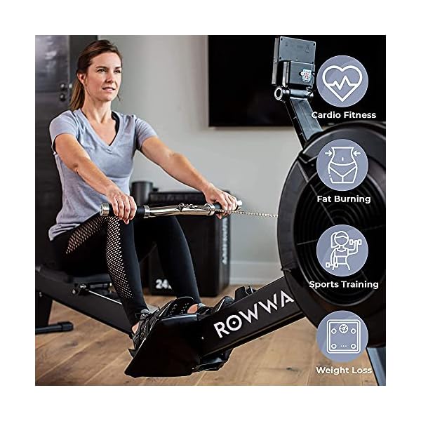 Row Warrior Air Rowing Machine | Foldable Gym-Quality Row Machine | 10- Damper Levels Cardio Machine for Full-Body Workout | Rowing Machine for Home Use with LED-Monitor | Rower Machine for Home Gym