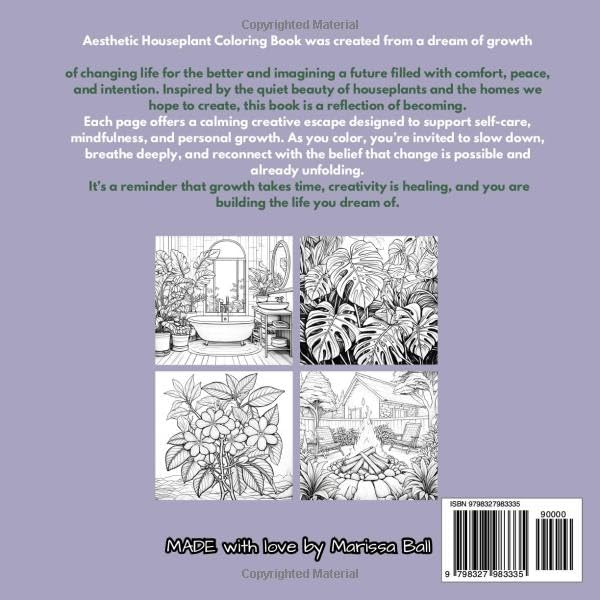 AESTHETIC HOUSEPLANT COLORING BOOK: Best aesthetic houseplant coloring book for youth and adults image 3