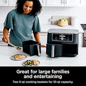Ninja DZ401 Foodi 6-in-1 10-qt. 2-Basket Air Fryer with DualZone Technology, Grey (Renewed) AD350CO Ninja DZ401 Foodi 6 in 1 10 qt 2 Basket Air Fryer with DualZone Technology Grey Renewed AD350CO