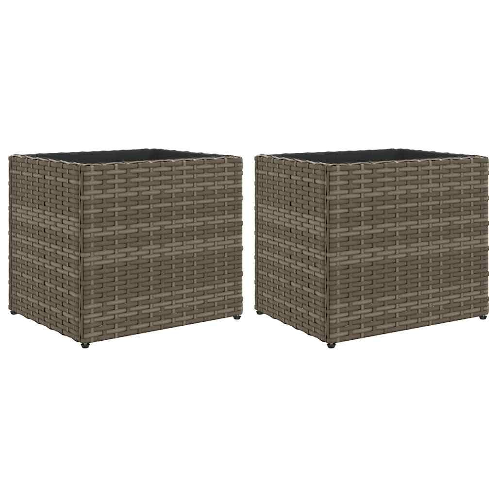Pots de fleurs rectangulaires en rotin synthétique gris bac à plantes extérieur