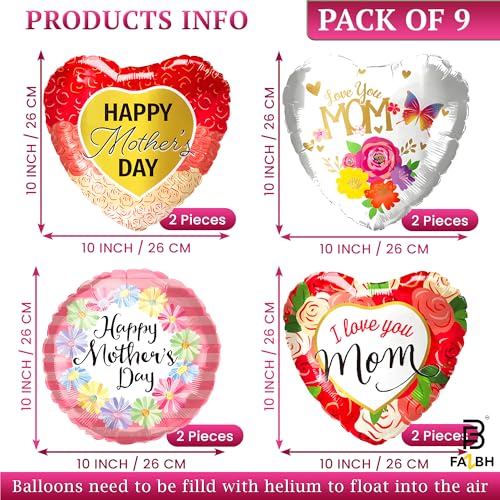 Happy Mothers Day Balloons for Mothers Day Decorations - Huge, 29 Inch Pack of 9 | I Love Mom Balloons, Grandmothers Birthday, Mother's Day Decorations, Foil Balloon by FazBh - Used condition - Image 3