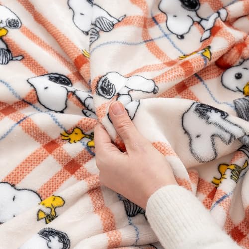 Image of Berkshire Blanket Peanuts VelvetLoft Cute Character Snoopy Plush Throw Blanket,Peanuts Snoopy and Woodstock Wood Holiday Plaid,Throw 55 in x 70 in (Official Peanuts Product)