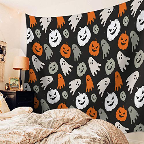 Loopop LPP-230721-SCRY01709GTAALOP Halloween Tapestry Wall Hanging Ghost Pumkin Monster Tapestries Aesthetic Cute Cartoon Orange Tapestry thumb #2