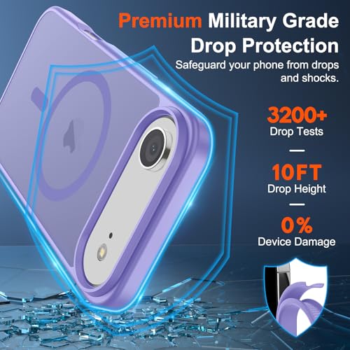 Image of SUPFINE Magnetic for iPhone Air Case (Compatible with MagSafe)(Military Grade Drop Protection) Slim Translucent Matte Shockproof with Anti-Fingerprint Phone Cover for 17 Air,Purple