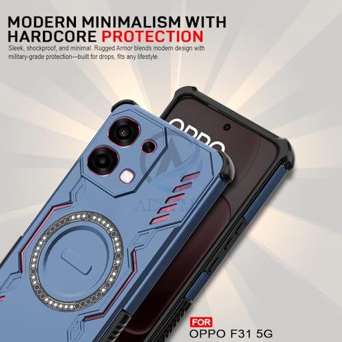 Image of AESTMO Back Case Cover for Oppo F31 / F33 5G | Magnetic Case with Built-in Metal Ring | Compatible with MagSafe Accessories | Shockproof Hybrid (PC + TPU (Blue)
