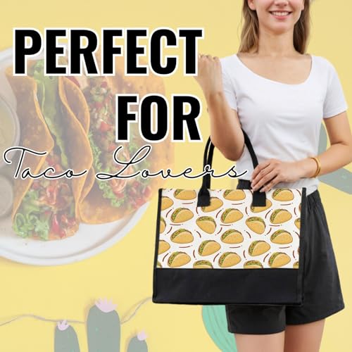 Bolsa Tote de Lona con Estampado de Taco para Mujer miniatura 2