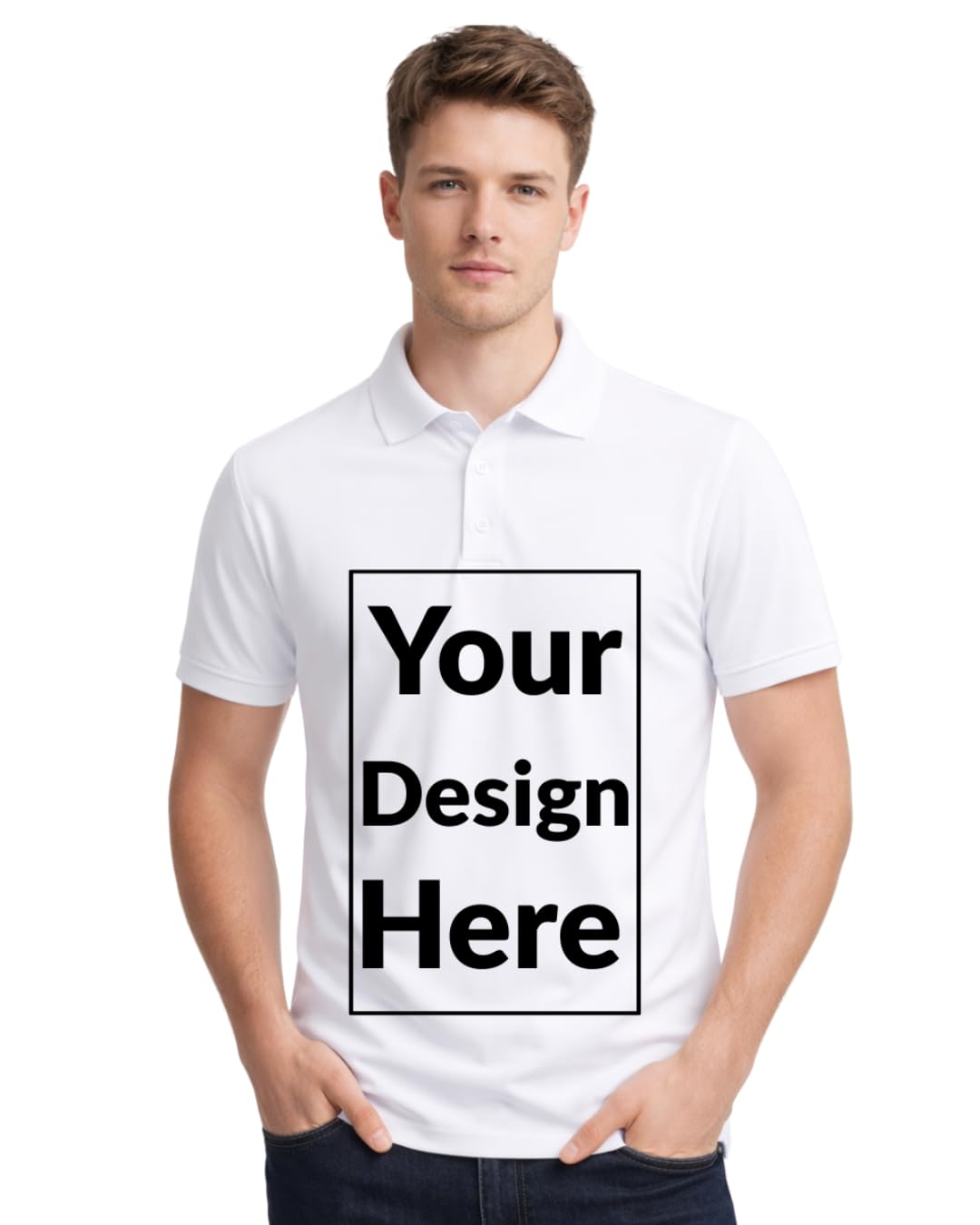 tunicart Customized Cotton Blend Polo T-Shirt for Men & Women | Personalised Photo & Text Print | Custom Name Logo Design Printing | Unisex Half Sleeve Tshirt White-picture-40