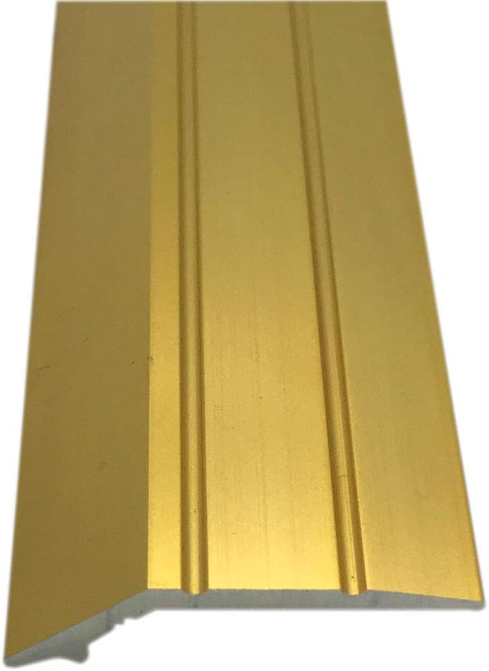Grandismo® 3ft - Angle Edge Flooring Stick-Down Strip - Tile/Laminate/Wood Aluminium to Vinyl or Carpet - Threshold Metal Door Trim/Edging - Gold Colour