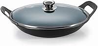 Panela risoto ferro fundido 32×12cm 3L alça ferro tampa vidro Panela Mineira compatível com indução