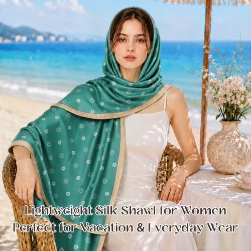 YuiFiare Large Silk Feeling Scarf Satin Neck Head Shawl Wrap — view 3