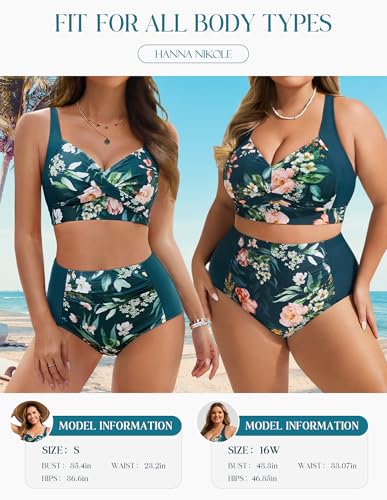 Hanna Nikole Womens High Waisted Bikini Sets Tummy Control Swimsuit Ruched Two Piece Bathing Suit4