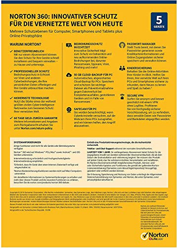 Norton 360 Deluxe 2022 | 5 Geräte | Antivirus | Unlimited Secure VPN & Passwort-Manager | 1 Jahr | PC/Mac/Android/iOS| Aktivierungscode in Originalverpackung - Image 3