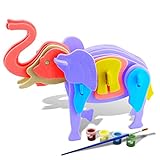 Bfun Woodcraft 3D Puzzle Assemble and Paint DIY Toy Kit, Elephant