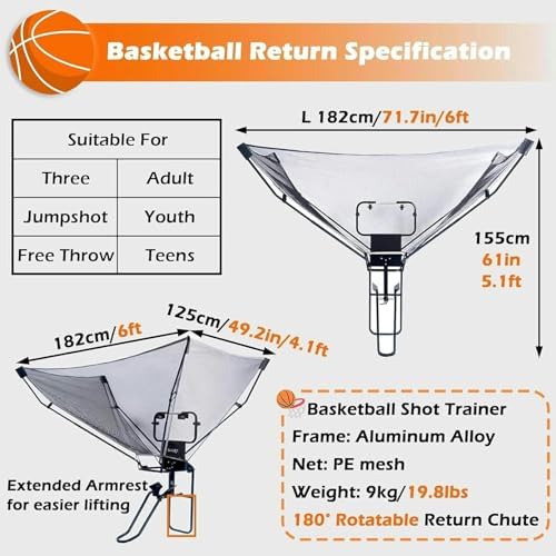 Basketball Return Net - Enhances Shot Training Efficiency Ideal for Outdoor Hoops in Parks and Gyms