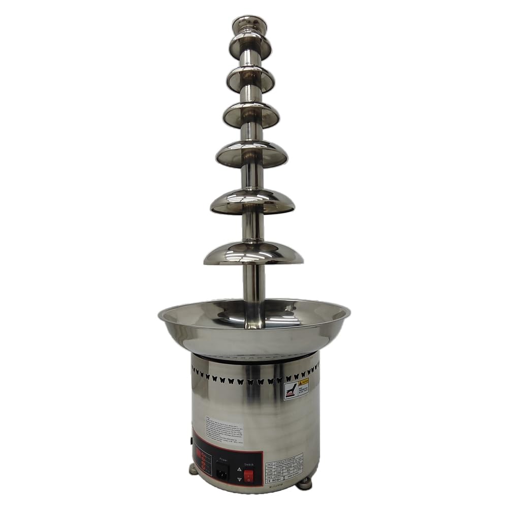 Banfluxion 7-Tier Electric Stainless Steel Chocolate Melts Dipping Fondue Fountain Commercial Chocolate Fondue Fountain Machine 110V Chocolate Waterfall Heated Melting Machine for Party