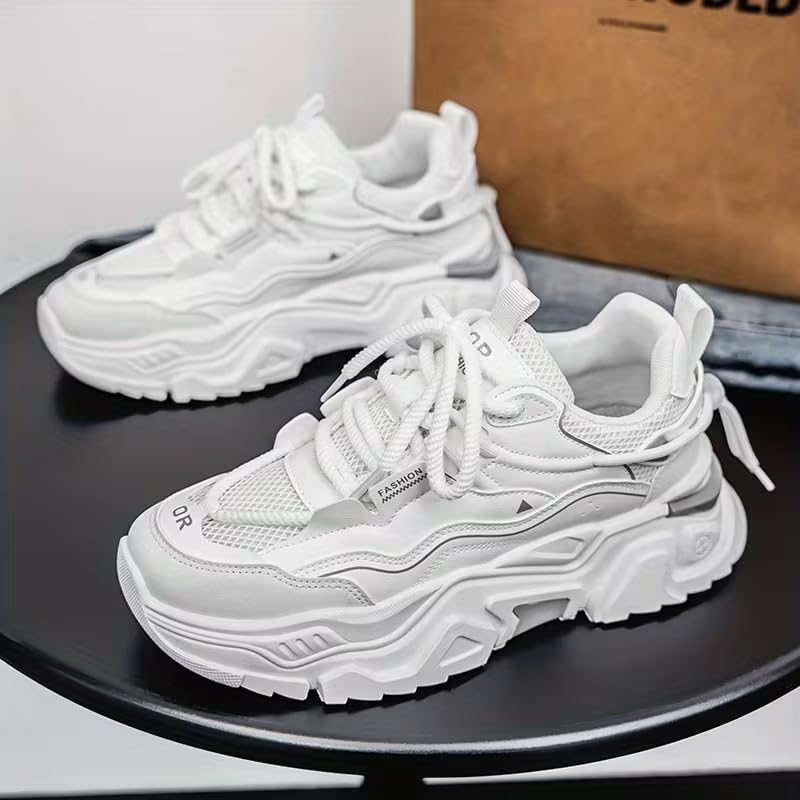 Image of Cruiser Men's Chunky Sneakers| Streetwear Fashion Shoes| Trendy & Stylish Lace Up Casual Sneakers | Durable Lightweight Comfortable Sports Running Walking Shoes, Cushioned Thick Insole Sneakers(2659)