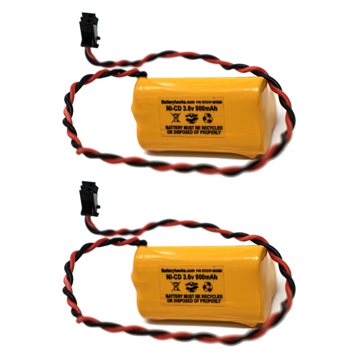 Battery Hawk (2 pack) 3.6v 900mAh Exit Sign Emergency Light NiCad EU2 LED ANIC1566 0253799 ELB B001 ELBB001 ELB-B001 AA900MAH