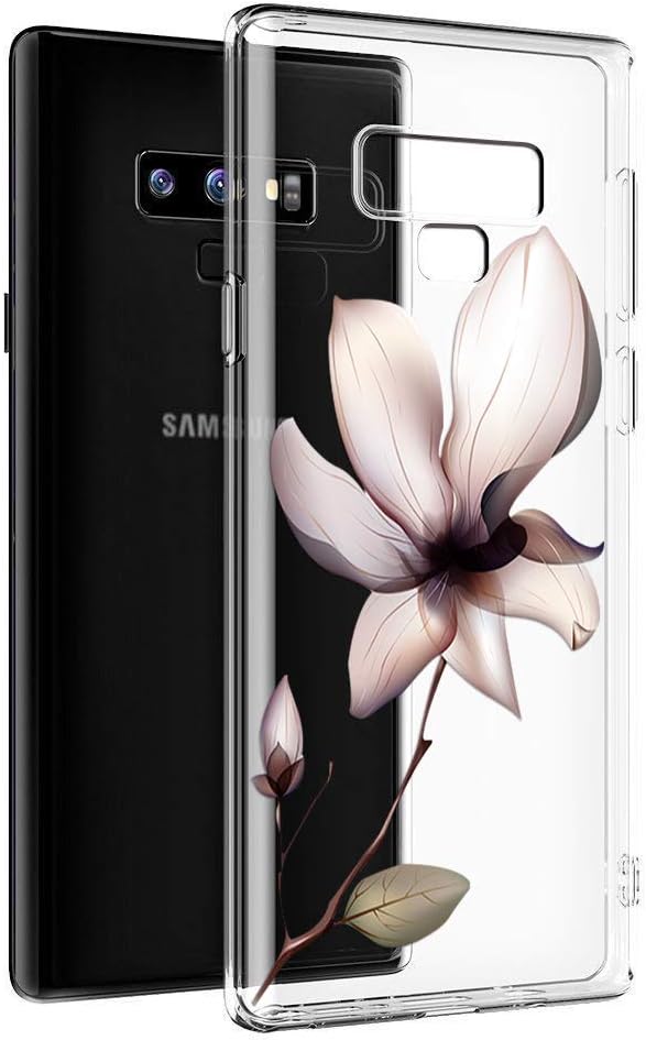 Yoedge Case for Galaxy Note 9, Phone Case Transparent Clear with Pattern [Ultra Slim] Shockproof Soft Gel TPU Silicone Back Cover Bumper Skin for Samsung Galaxy Note 9 Smartphone (Lotus)