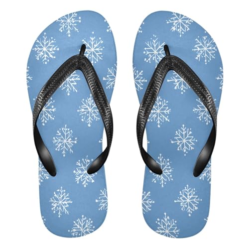 CEBUGI Unisex Flip Flop -Flat Sandal -NonSlip Couple Slippers -Natural Rubber Foam Soles Ultimate Comfort and Durability for Indoor Outdoor|Snowflakes