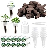 RNPKZ 125 Stück Wachstumsschwämme, 50stk Ersatz Zuchtschwämme, Hydroponics Garten Zubehör mit 50 Etiketten, 12 Isolierenden Deckeln, 12 Pflanzenkorb, 1 Pinzette, Mehrweg für Haus, Labor, Kräutergarten
