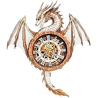 Cutywood Rompecabezas 3D para adultos, reloj de dragón con reloj
