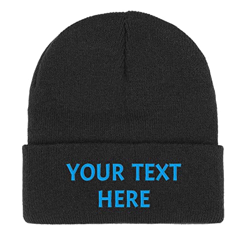 Personalized Custom Embroidery Skull Cap Hat Winter Hat Beanie for Men & Women with Text (Black)