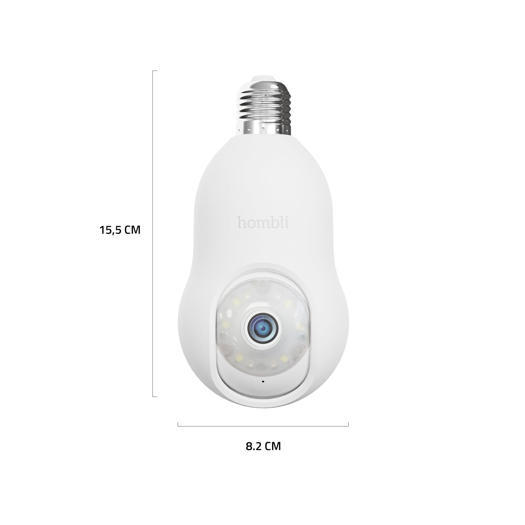 Hombli 4K QHD Cámara de Seguridad Exterior | Enchufe de Bombilla E27 | WiFi | Visión Nocturna Infrarroja y a Color | Foco y Alarma Activados por Movimiento | Compatible con Alexa y Google