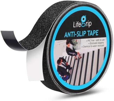 Lifegrip Anti Slip Traction Tape, 1 Inch x 15 Foot Friction Tape - Best Grip, Abrasive Adhesive for Stairs, Tread Step, Indoor, Outdoor (Friction Tape, 1" X 15')