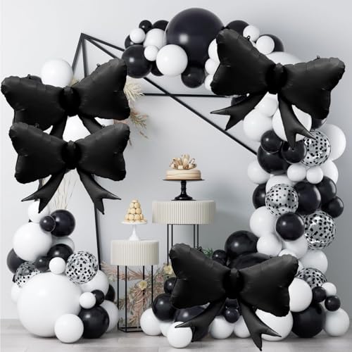 Image of 4 Pcs Large Bow Balloons, Black Bow Balloon Coquette Balloons for Black Bows Party Decorations Coquette Birthday Decorations