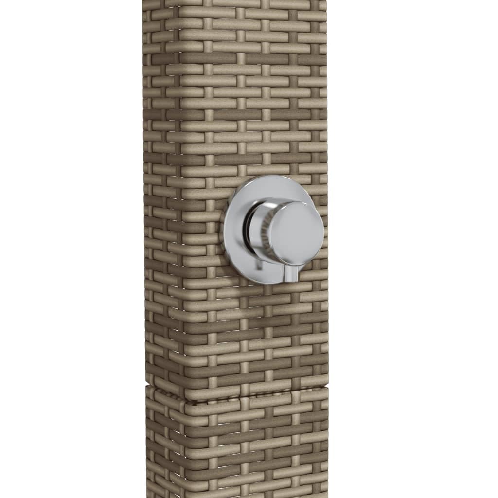 vidaXL Douche d'Extérieur, Meuble de Jardin avec Poignée Rotative, Douche de Piscine Patio Arrière-Cour, Gris Résine Tressée Bois Acacia