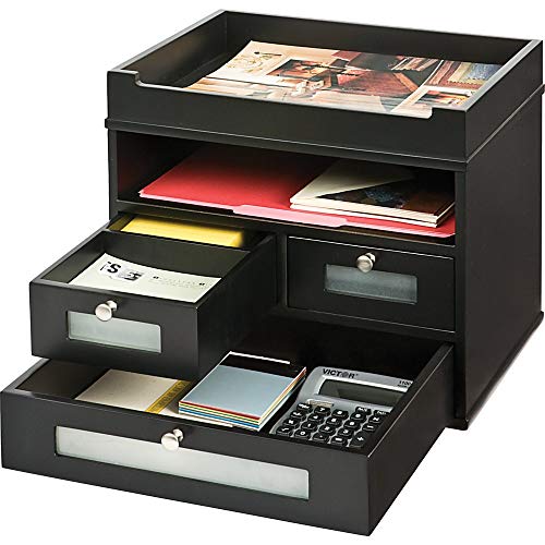 Victor Wood Midnight Black Collection, Tidy Tower Desktop Organizer, Black, (5500-5)
