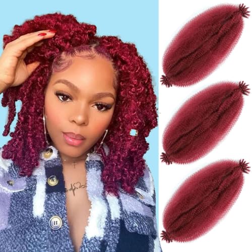 Afro Twist Hair Pre Separated Springy Pre Stretched Wrapping Hair for Soft Locs Marley Twist Braiding Hair Extensions (24 Inch, Pack of 3, BUG#)