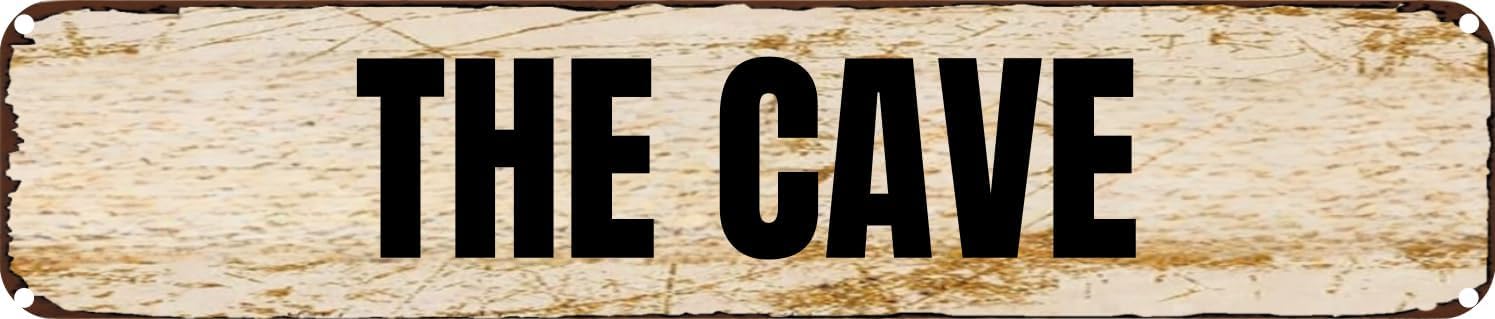 Vintage Tin Sign Retro Metal Wall Decor THE CAVE Rustic Aluminum Plaque for Home,Bar,Kitchen,Garage,Man Cave 4x16 Inch