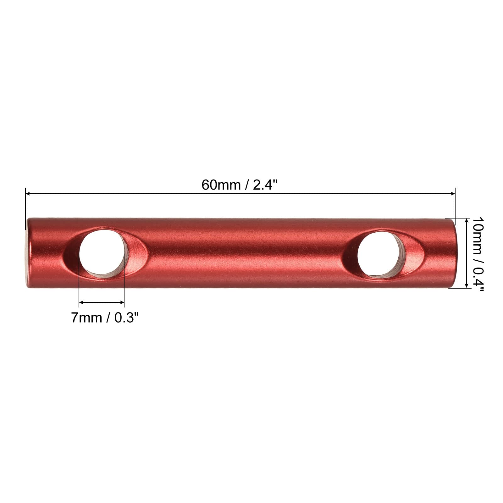 MECCANIXITY Tent Rope Adjusters, 60mm 2 Hole Aluminum Alloy Tensioners Guyline Cord Fasteners for Outdoor Camping Hiking, Red Pack of 10