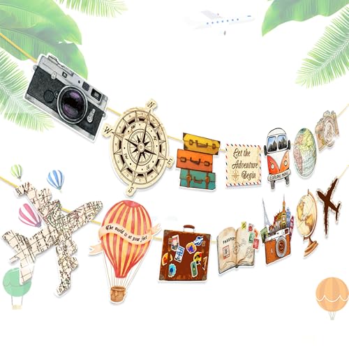 décoration aventure rétro prête à commencer fournitures fête voyage début exploration guirlande anniversaire célébration retraite adieu départ...