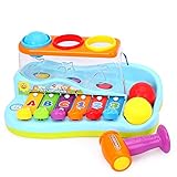Lihgfw Weisheit Achtton-Klavier-Baby-Hand klopft auf Klavier, Perkussion Klavierspielzeug, kindermusikalisches Spielzeug mit 3 kleinen Kugeln, hoher Schlagfestigkeit und hoher Spielbarkeit