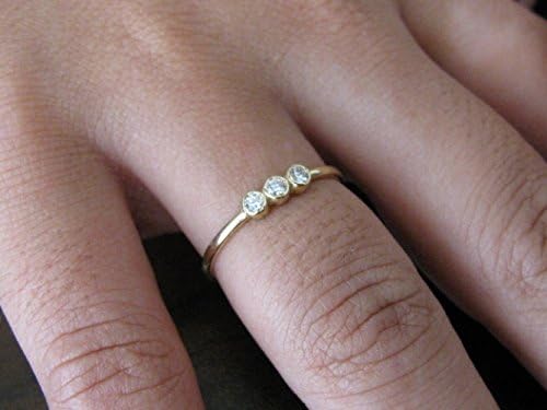 Yellow Gold Diamond Wedding Ring, Diamond Wedding Band Diamond, 14k Yellow Gold, Engagement Ting, Triple Round Diamond, Anniversary Ring