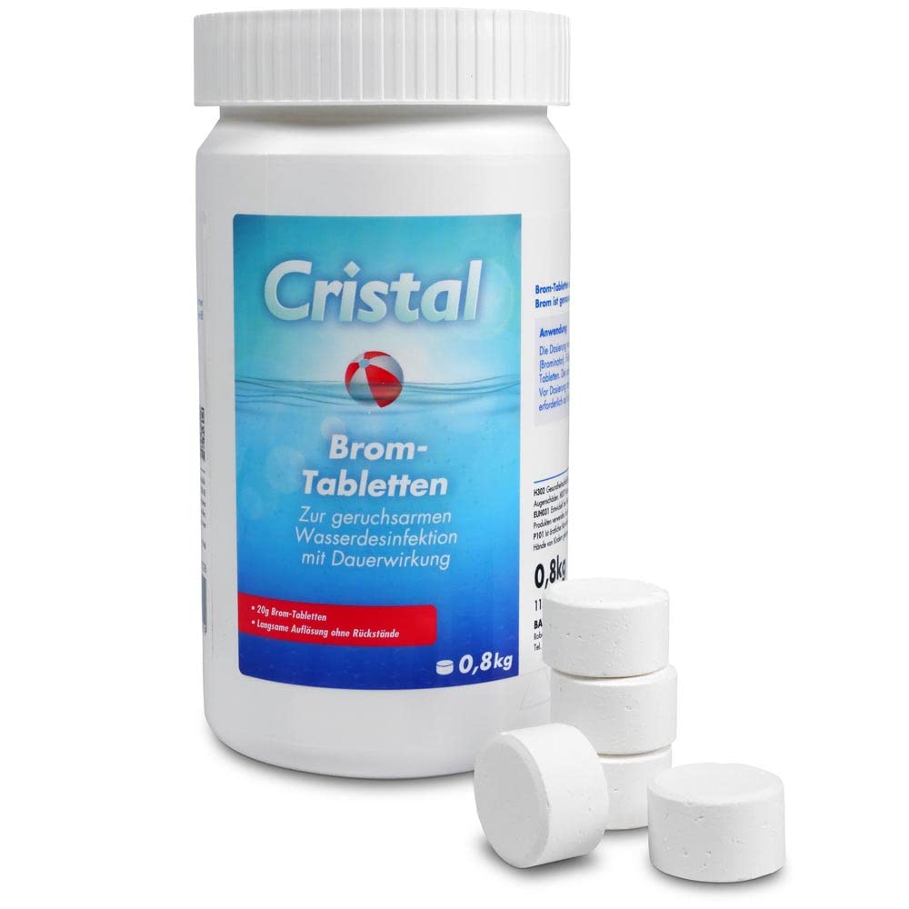 Cristal Bromtabletten 20g - 800g Dose - Effektive Wasserdesinfektion für Pools & Whirlpools - Langzeitwirkung & Chlorfrei