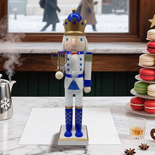 Casse-noisette de Noël en céramique, statuette de table stable bleu