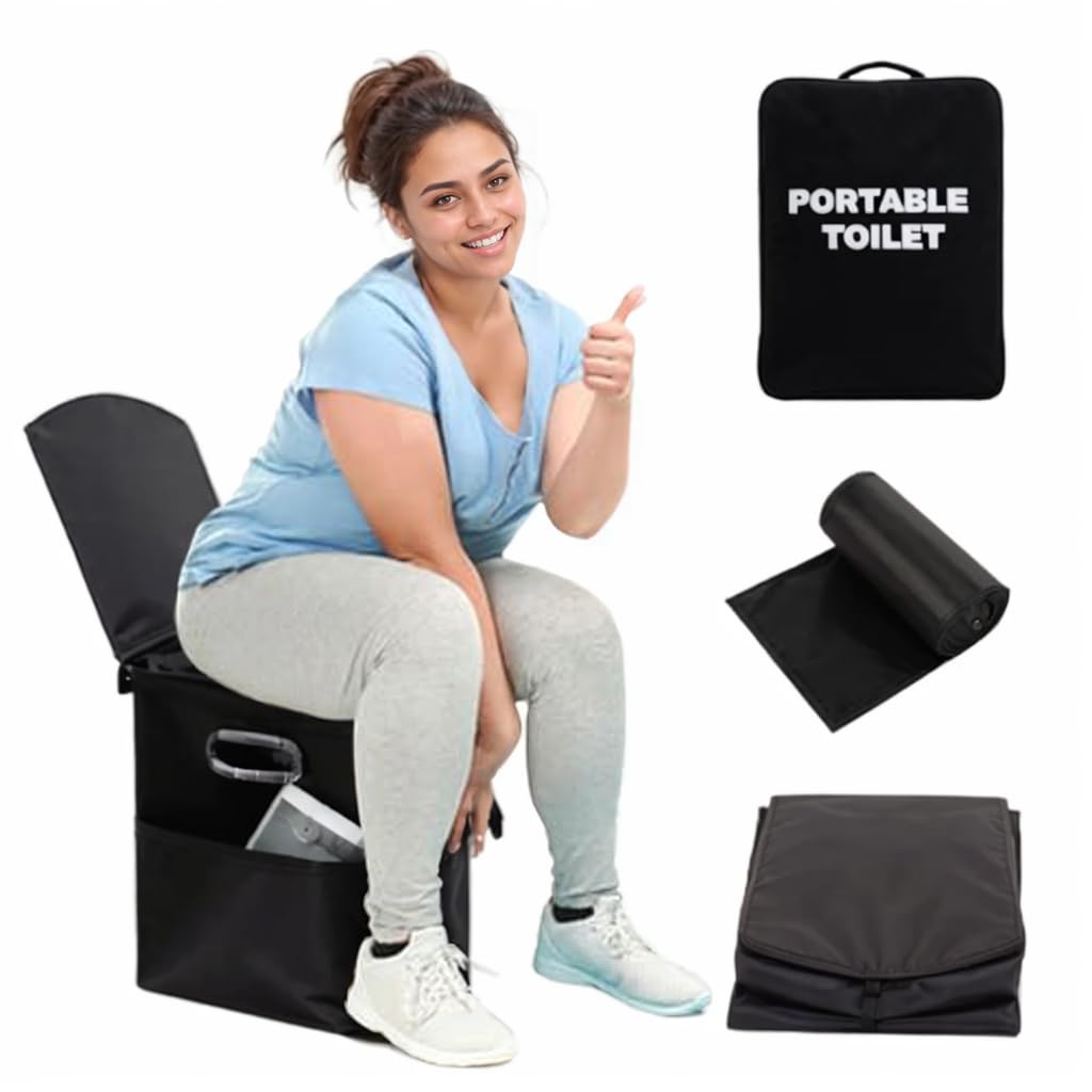 Portable Toilet for Adults,XL Extra Large Folding 16.5'' Camping Toilet with Lid, Perfect for Adults and Kids. Compact and Portable Potty for Car, Hiking, Beach, and Camping Adventures